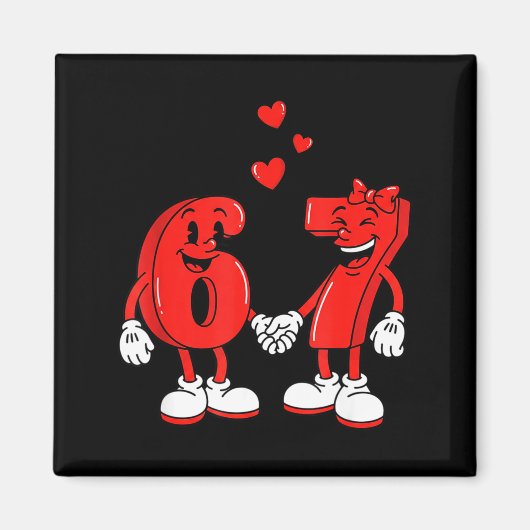 Valentine's Day Six Seven Hearts 6 7 Meme Gen Alph マグネット (正面)