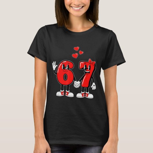 Valentine's Day Six Seven Hearts 6 7 Meme Gen Alph Tシャツ (正面)