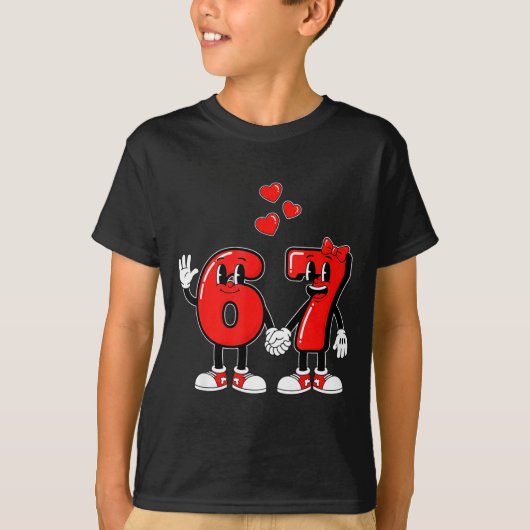 Valentine's Day Six Seven Hearts 6 7 Meme Gen Alph Tシャツ (正面)