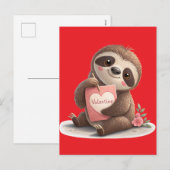 Valentine's Day Sloth シーズンポストカード (正面/裏面)