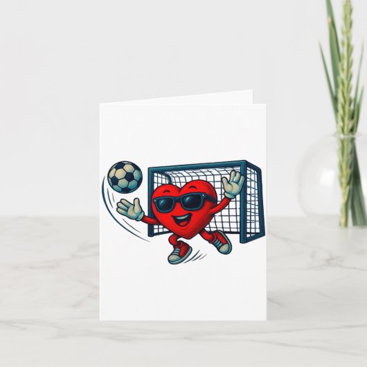 Valentines Day Soccer Goalkeeper Funny Heart Boys  カード (正面)