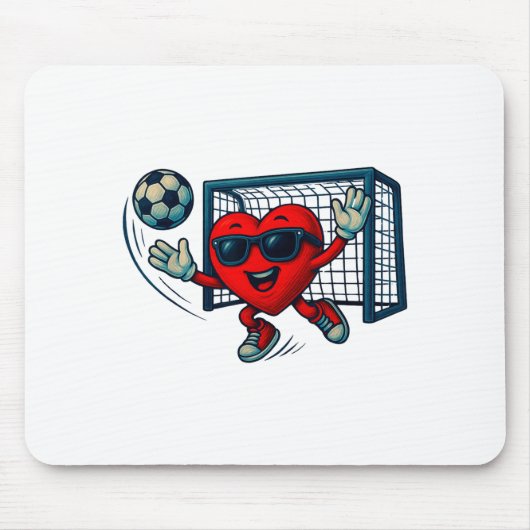 Valentines Day Soccer Goalkeeper Funny Heart Boys  マウスパッド (正面)