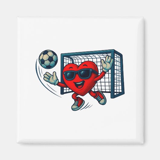 Valentines Day Soccer Goalkeeper Funny Heart Boys マグネット (正面)