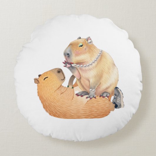 Valentine's day special capibara  round pillow  ラウンドクッション (正面)