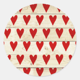 Valentines Day Sticker with Valentines on Woodハート ラウンドシール