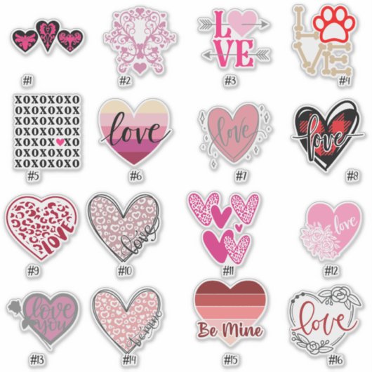 VALENTINES DAY STICKERS -title page-1-16 シール (正面)