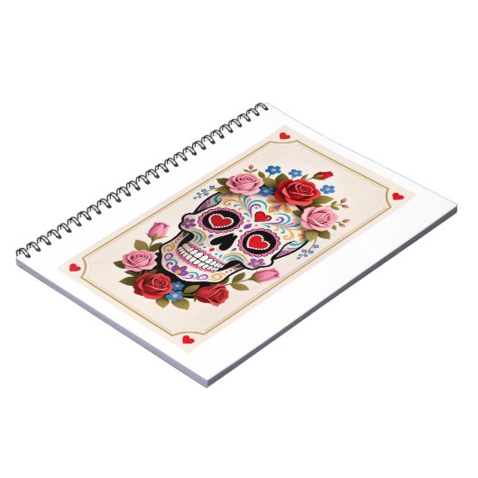 Valentines Day Sugar Skull Notebook ノートブック (左側)