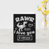 Valentine's Day T-rex Rawr Means I Love You In Din カード (黄色い花)
