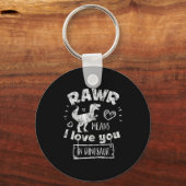 Valentine's Day T-rex Rawr Means I Love You In Din キーホルダー (正面)