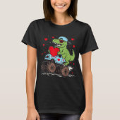 Valentines Day T Rex Riding Monster Truck Funny To Tシャツ (正面)
