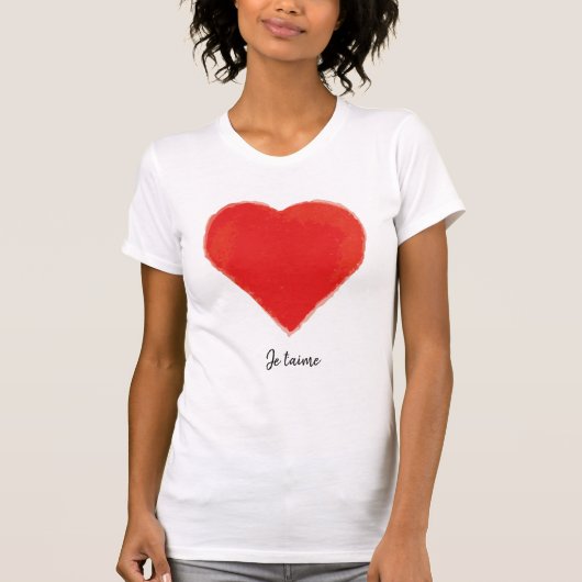 Valentine's Day T-Shirt Je t'aime with Red Heart Tシャツ (正面)