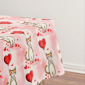 Valentine's Day Tablecloth Cat Red Hearts  テーブルクロス (インサイチュ)