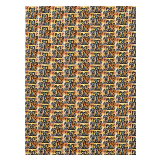 Valentine's Day Tablecloth Dog Red Hearts  テーブルクロス (正面)