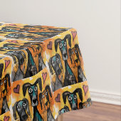 Valentine's Day Tablecloth Dog Red Hearts  テーブルクロス (インサイチュ)