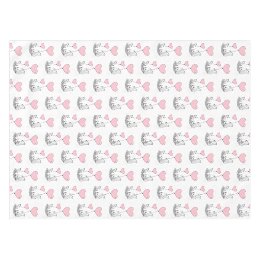 Valentine's Day Tablecloth Foxy Pink Hearts  テーブルクロス (正面(横))