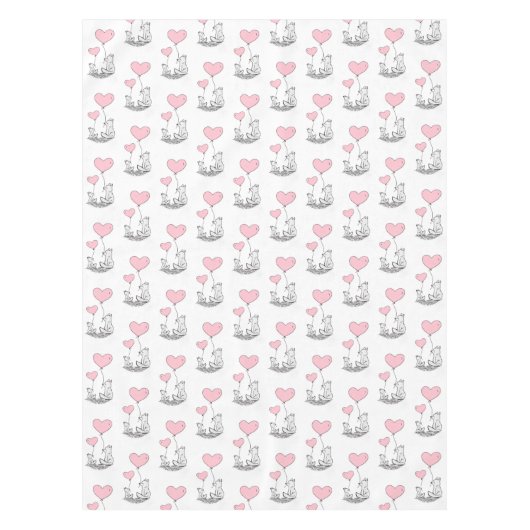Valentine's Day Tablecloth Foxy Pink Hearts  テーブルクロス (正面)