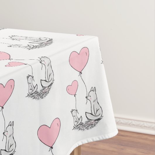 Valentine's Day Tablecloth Foxy Pink Hearts テーブルクロス (インサイチュ)
