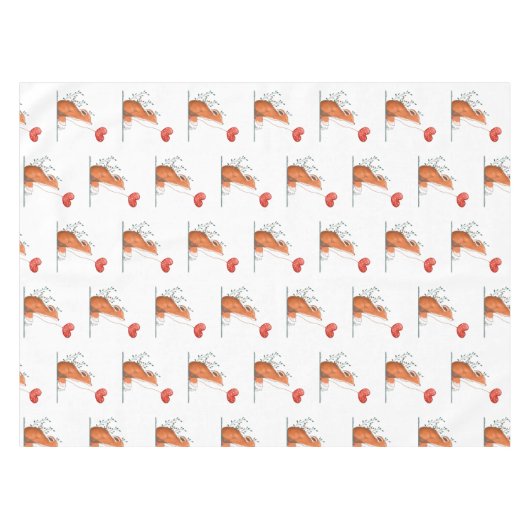 Valentine's Day Tablecloth Foxy Red Hearts  テーブルクロス (正面(横))