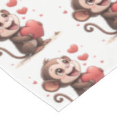 Valentine's Day Tablecloth Monkey Red Hearts テーブルクロス (アングル)