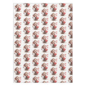 Valentine's Day Tablecloth Monkey Red Hearts テーブルクロス (正面)