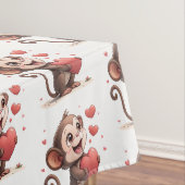 Valentine's Day Tablecloth Monkey Red Hearts テーブルクロス (インサイチュ)