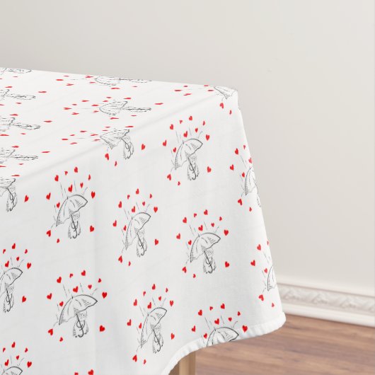 Valentine's Day Tablecloth Umbrella Red Hearts  テーブルクロス (インサイチュ)