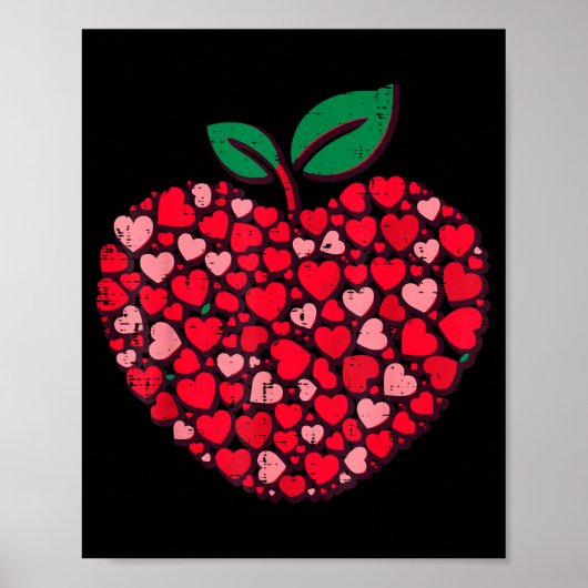 Valentines Day Teacher Hearts Love Teach Women Men ポスター (正面)