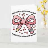 Valentines Day Teaching Work Of Art Heart Bow Teac カード (黄色い花)