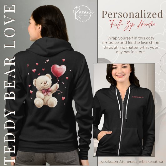 Valentine's Day Teddy Bear Love Full-zip Hoodie パーカ