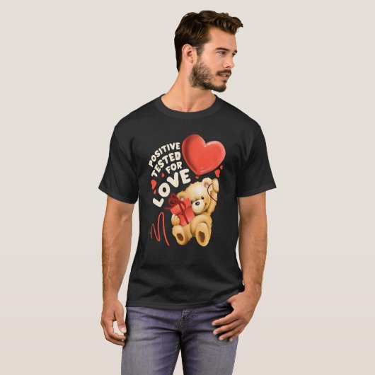 Valentine's day teddy bear with heart balloon tシャツ (正面フル)
