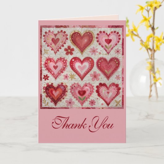 Valentine's Day Themed Quilting Pattern Patchwork カード (黄色い花)