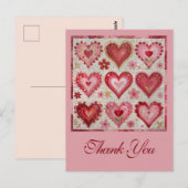 Valentine's Day Themed Quilting Pattern Patchwork ポストカード (正面/裏面)