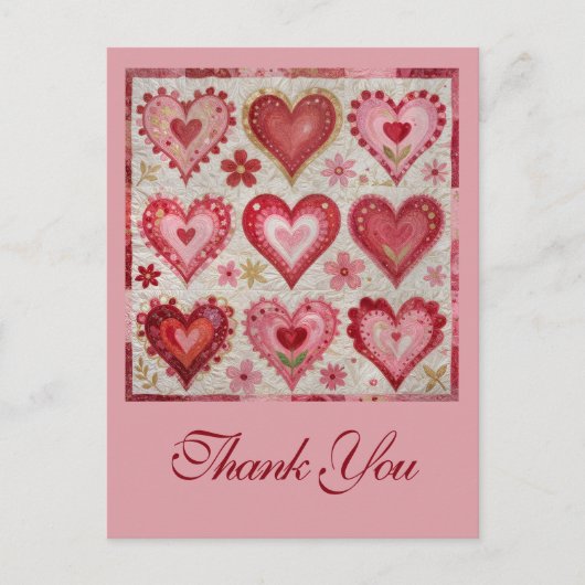 Valentine's Day Themed Quilting Pattern Patchwork ポストカード (正面)