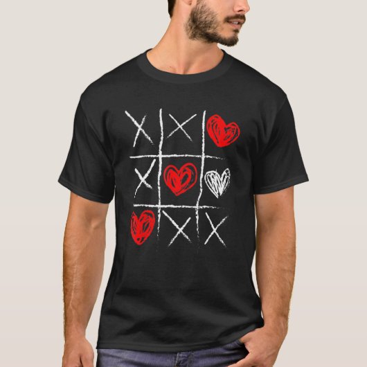 Valentine's Day Tic Tac Toe Valentine Funny Cute H Tシャツ (正面)