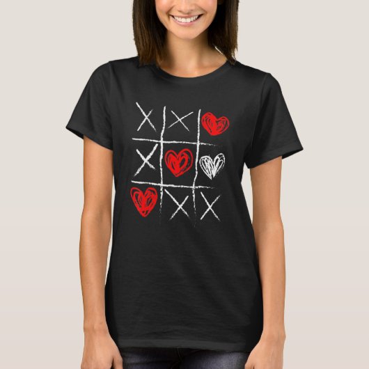 Valentine's Day Tic Tac Toe Valentine Funny Cute H Tシャツ (正面)