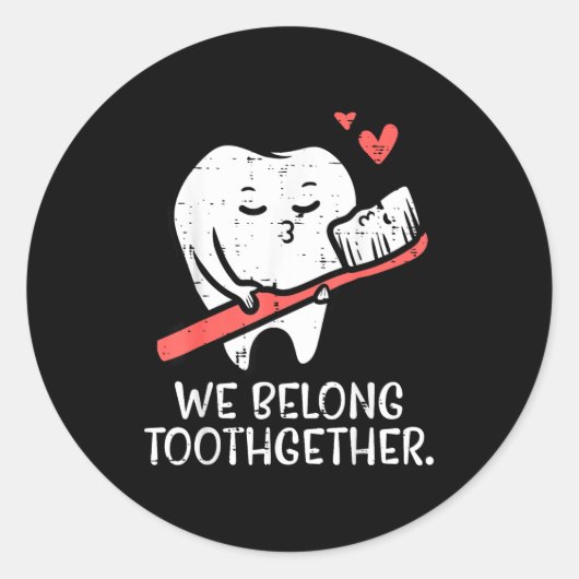 Valentines Day Tooth Brush We Belong Together Dent ラウンドシール (正面)