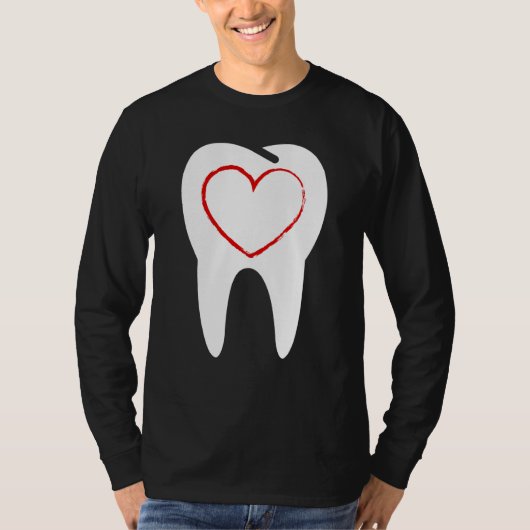 Valentines Day Tooth Heart Cute Teeth Dental Denti Tシャツ (正面)