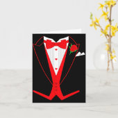 Valentine's Day Tuxedo Red Bow Tie Costume For Guy カード (黄色い花)