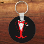 Valentine's Day Tuxedo Red Bow Tie Costume For Guy キーホルダー (正面)