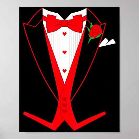 Valentine's Day Tuxedo Red Bow Tie Costume For Guy ポスター (正面)