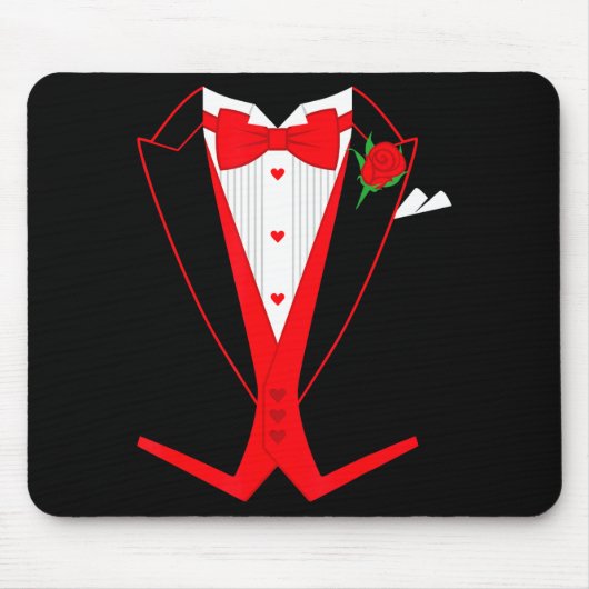 Valentine's Day Tuxedo Red Bow Tie Costume For Guy マウスパッド (正面)