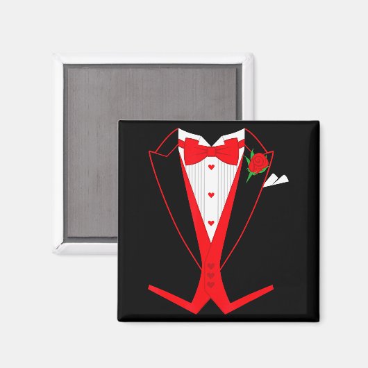 Valentine's Day Tuxedo Red Bow Tie Costume For Guy マグネット (正面/裏面)