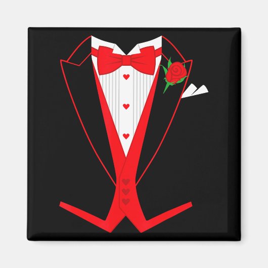 Valentine's Day Tuxedo Red Bow Tie Costume For Guy マグネット (正面)