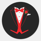 Valentine's Day Tuxedo Red Bow Tie Costume For Guy ラウンドシール (正面)