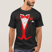 Valentine's Day Tuxedo Red Bow Tie Costume For Guy Tシャツ (正面)