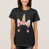 Valentine's Day Unicorn Face Hearts Cute Matching  Tシャツ (正面)
