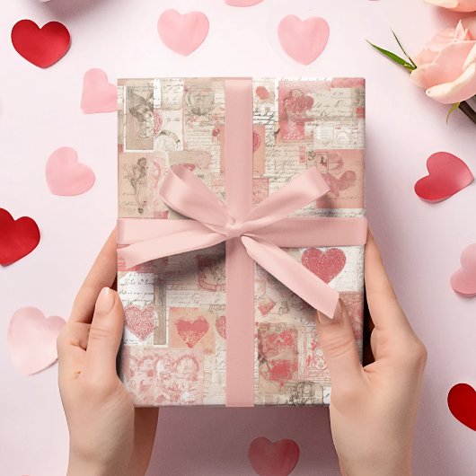 Valentine's Day Vintage Letters Wrapping Paper ラッピングペーパー