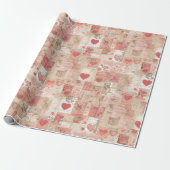 Valentine's Day Vintage Letters Wrapping Paper ラッピングペーパー (アンロールド)