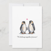 Valentines Day Watercolor Penguins And Photo シーズンカード (正面)