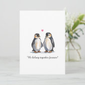 Valentines Day Watercolor Penguins And Photo シーズンカード (スタンド正面)